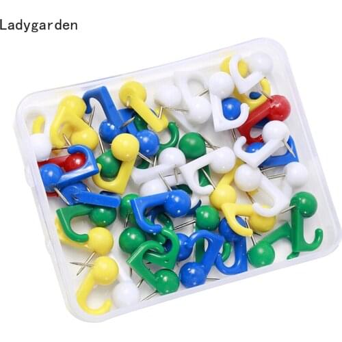 50PCS Thumbtack Map Tacks Wall Pin Round Head Tack Pins with Steel Point for Cork Board Travel Map Craft DIY Office School