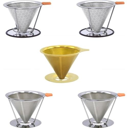 V60 Coffee Dripper Holder Double Layer Stainless Steel Coffee Filter Dripper Mesh Coffee Maker Tools Separate Stand For 1-4 Cups