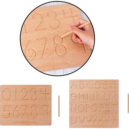 Number / Letter Tracking Board Wood Alphabet Tracing Board Montessori Toy Set