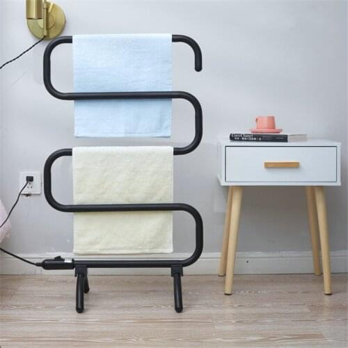 Electric Heating Towel Rack Floor Stand Towel Holder Rail Constant Temperature Towel Warmer Rail Bathroom Towel Dryer S Shape