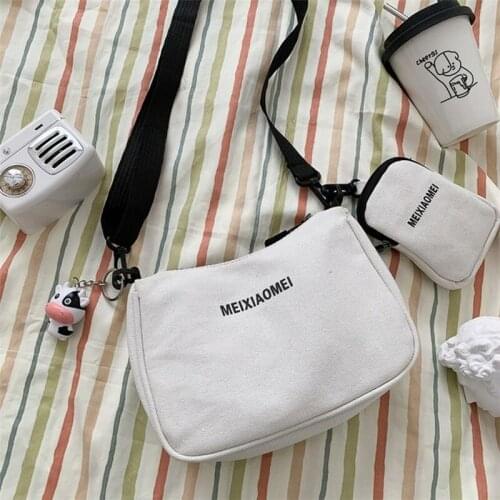 New Ladies Student Canvas Bag Cute Trend All-match Cloth Bag Messenger Shoulder Bag