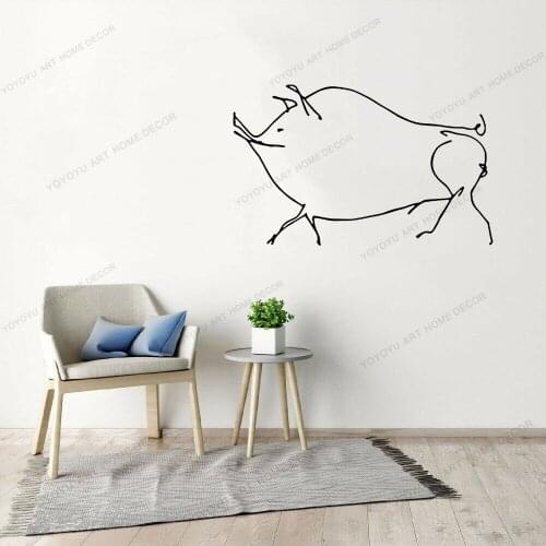 Animal Pig Line Draw Art Wall Sticker For Home Decor Kids Room Fashion Wall Decals Removable Murals Wallpoof CX1596