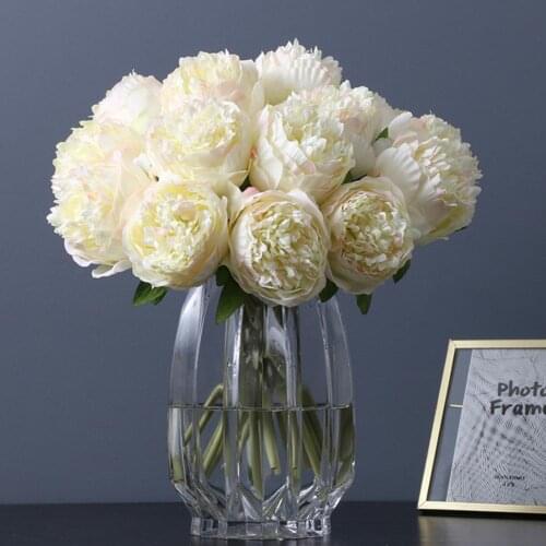 1 Bouquet 5 Heads Peony Artificial Faux Silk Fake Flowers for Home Wedding Decor Festive Party Supplies Artificial Dried Flowers