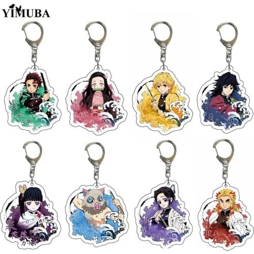 Exquisite Demon Slayer: Kimetsu no Yaiba Keychain The Blade of The Ghost Characters Acrylic Pendant Key Chain Gift Anime Jewelry