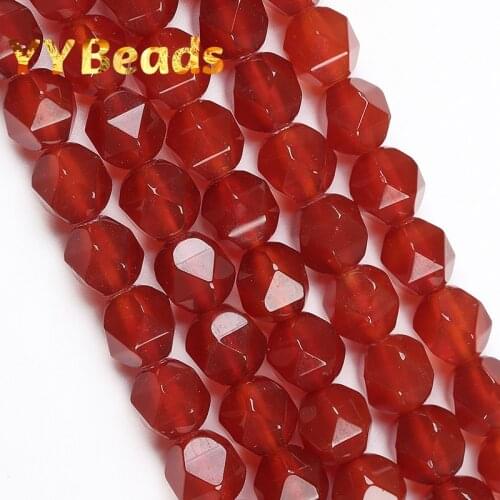 5A Quality Natural Faceted Red Agates Beads Red Onyx Spacer Loose Charm Beads For Jewelry Making DIY Women Bracelet Ear Stud 8mm