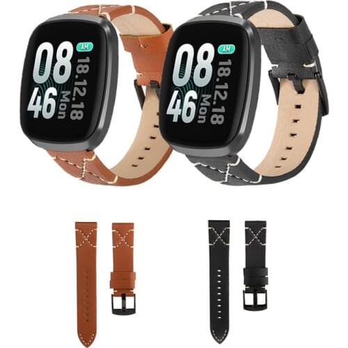 Leather Watch Strap For Fitbit Versa band Lite Edition Watchband Replacement Bracelet Belt 22.5mm Durable leather bracelet