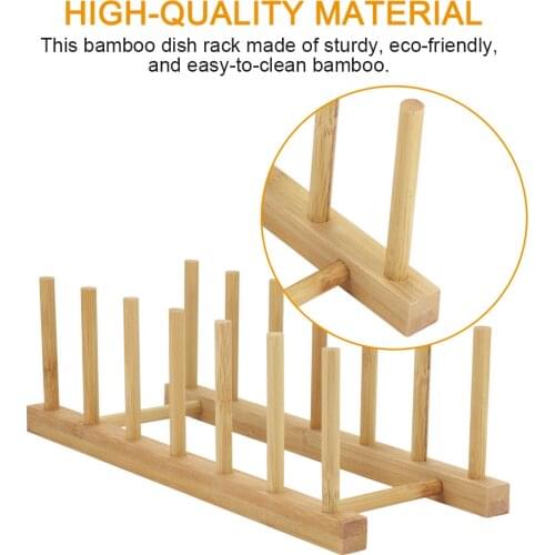 Kitchen Dish Drain Rack Dinnerware Storage Organizer Tray Plate Drying Shelf Wooden Book Cups Display Stand Drainer Holder