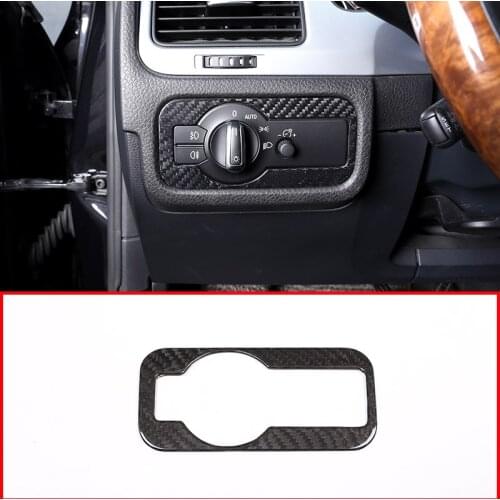 Real Carbon Fiber Material For Volkswagen Touareg 2011-2018 Car Headlight Switch Frame Trim For Left Hand Drive Accessories