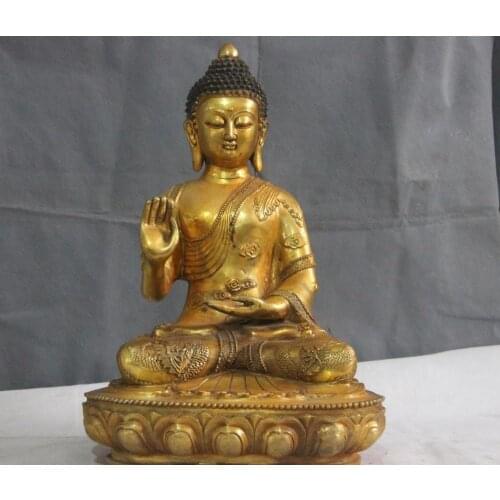 Copper Bronze Gild Dragon Shakyamuni Sakyamuni Tathagata Buddhism Buddha Statue
