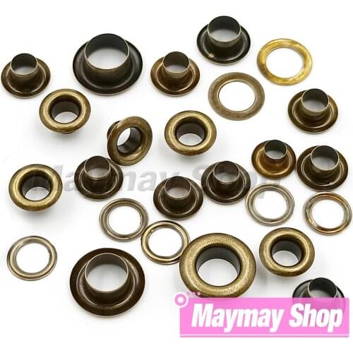 100Pcs Copper Color Hole Metal Eyelets Grommets with Washer For Leathercraft Diy Accessories Clothes Cap Bag Tags Shoes Belt