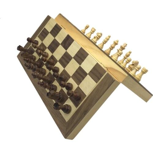 New Magnetic Chess Wooden Wooden Checker Board Solid Wood Pieces Folding Chess Board High-end Puzzle Chess Game Yernea