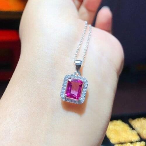 New Arrivals Natural Pink Topaz in 925 Sterling Silver Jewelry/natural Topaz necklace charm/Natural Topaz Pendant Necklace