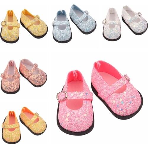 7cm Sequins Round Head Doll Shoes For 18Inch American Doll 43CM Born Baby Doll,Toys For Girls,Our Generation Doll Accessories