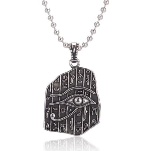 Anime The Eye of Horus Charming Pendant Necklace Gold Color Ancient Egyptian Necklace Jewelry with Link Chain Pendant Cosplay