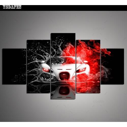 Op de muur HD print olieverf modulaire foto A sports car poster kind room decor woondecoratie 5 stks canvas art z013