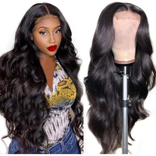 Shinining Girl Lace Closure Wig 4*4 Malaysian Lace Closure Wig Body Wave Human Hair Wigs HD Transparent Lace Closure Wig