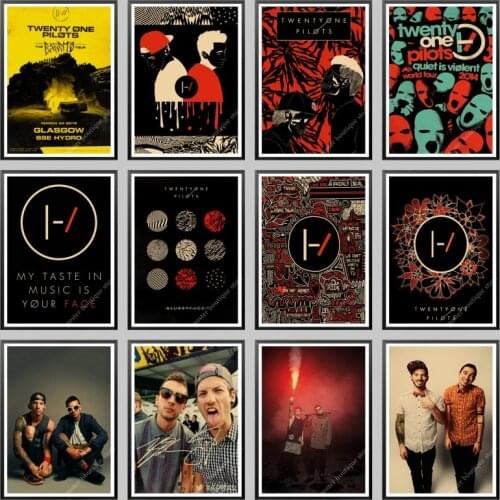 Twenty One Pilots poster. Vintage Retro rock band music Guitar Matte Antique kraft paper wall decor posters Wall Sticker