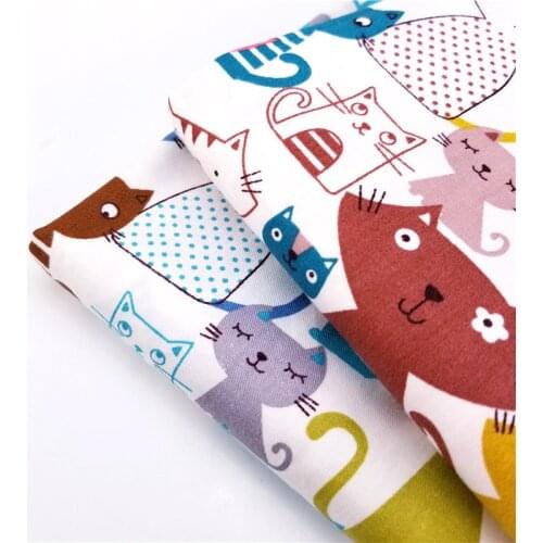 Cute Cats Printed 100% Pure Cotton Twill Fabric For Patchwork Sewing Handmade DIY Quilting Crafts Home Textile For Kids & Child