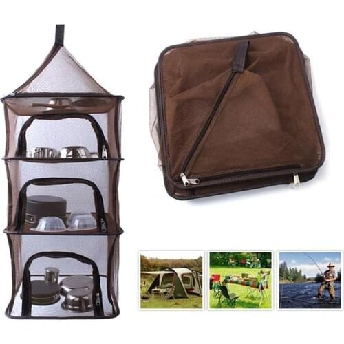 Outdoor Folding Camping Dry Net Portable Reisable Drying Hanging Mesh For Bowl Fork Dish Picnic BBQ Rack Shelf Storage Basket