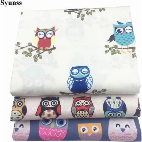 Syunss Diy Patchwork For Quilting Baby Cribs The Cloth Cushions Dress Sewing Tissus Cartoon Owl Printed Cotton Fabric Tecido