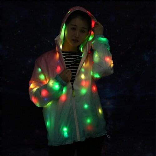 P57 Party dance led costumes colorful light dj jacket bar singer wears jacket stage perform coat disco rave show dress clothing