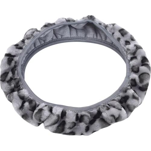 Universal Leopard Printed Plush Elastic Car Steering Wheel Cover Car Styling