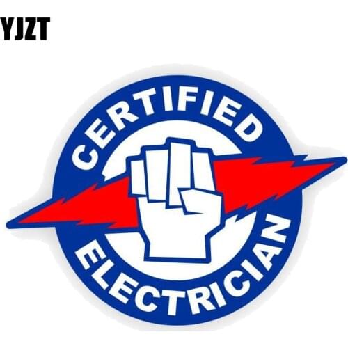 YJZT 15CM*10.9CM Car Sticker Personality Certified Electrician Funny PVC Decal 12-0415