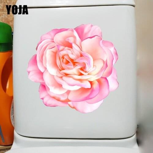 YOJA 25.3CM×24.7CM Blooming Rose Fashion Toilet Cover Decor Home Room Wall Stickers T1-2564