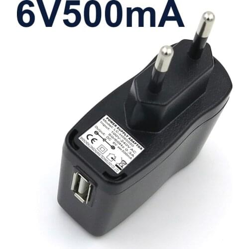 AC 90V to 240V EU/UK Plug USB Charger Power Adapter Supplier DC 6V500mA Portable Travel Wall Charger for Alarm clock LED Lamp