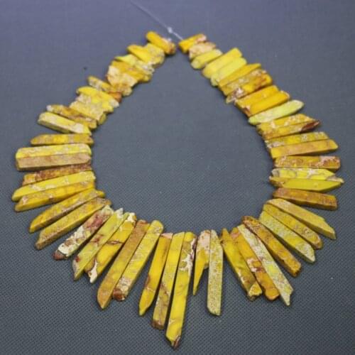 Yellow Imperial Emperor Stone Necklace Beads Slice Slab Women Fashion Accessories Jewelry Making