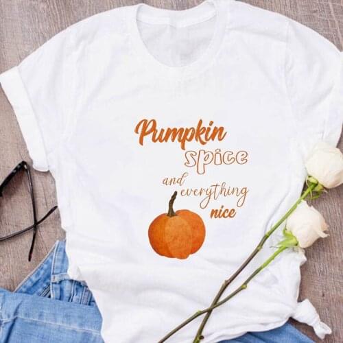 Women T Shirt Coffee Pumpkin Autumn Fall Thanksgiving Halloween Clothes T-shirt Ladies Top Tshirt Female Women Tops Tees