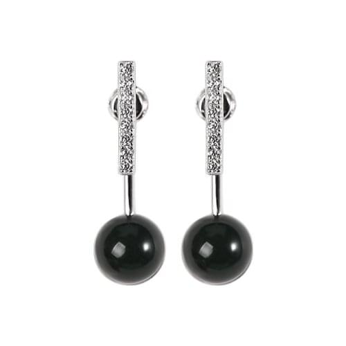 S925 sterling silver natural Mexican blue amber stud earrings personality affordable luxury elegant womens dual-use earrings