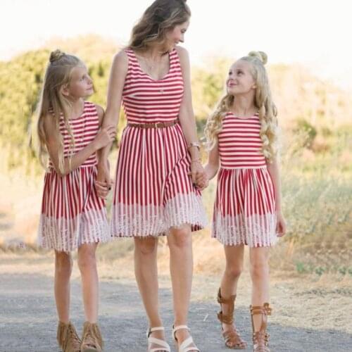 Vest Striped Parent-Child Matching Outfit Mother & Daughter Dress