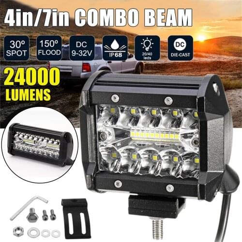 1pcs/2pcs 800W 24000LM Car LED Work Light Bar Spot Flood Offroad Roof Lights Waterproof Driving Lamp Truck Light 4inch 7inch