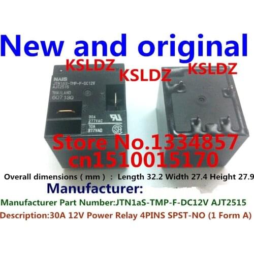 100%Original New JTN1AS-TMP-F-DC12V AJT2515 JTN1AS-TMP-F-12V JTN1AS-TMP-F-12VDC 4PINS 30A 12VDC Power Relay