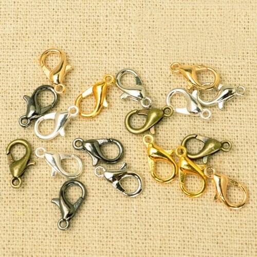100PCS 5mm*10mm Alloy Lobster Clasps Hooks KC Gold/Rhodium/Antique Bronze/Gun Black/Silver color Connectors DIY Jewelry Findings