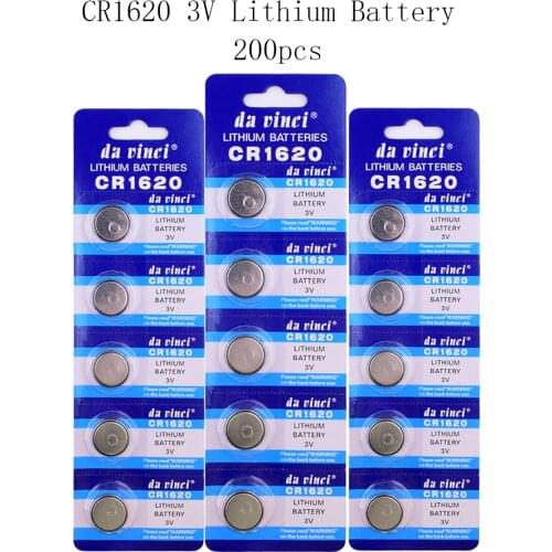 200Pcs=40Card CR1620 70mAh Lithium 3V Button Battery ECR1620 DL1620 5009LC Cell Coin Batteries For Watch Electronic Toy Remote