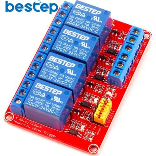 5V 12V 24V 4 Channel Relay Module High and Low Level Trigger with Optocoupler Relay Output 4 way Relay Module for Arduino