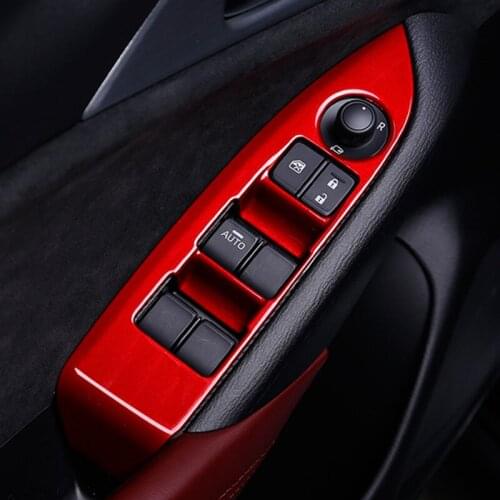 4PCS/Set Car ABS Red Direction Switch Panel Decorative Cover for Mazda CX3 CX-3 2016-2018 Control Switch Car Styling Accessories