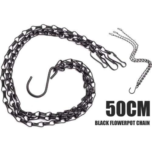 3pcs 50cm Plant Basket Chain Flower Basket Pot Hanging Chain Black Painted surface Durable With S-Shape Hook Garden Planter Tool
