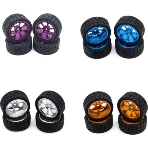 65mm Metal Wheel Rim + High Grip Rubber Tires Tyres for Wltoys 144001 A959 A959-B 124019 124018 RC Car Parts