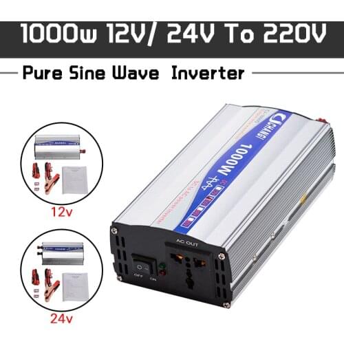 Car Inverter LED Display 1000W Pure Sine Wave Power Inverter 12V/ 24V To 220V Converter Transformer Power Supply Inverter