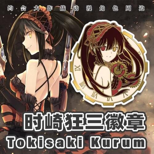 DATE A LIVE Tokisaki Kurumi Nightmare Metal Badge Figure Brooch Pin Bags Anime Medal Button Souvenir Costume Props Xmas Gift
