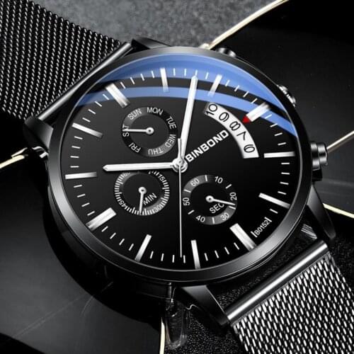 Top Brand Mens Wristwatches Luxury Waterproof Quartz Watches for Men Calendar Stainless Steel Band Business Watch Analog Clock