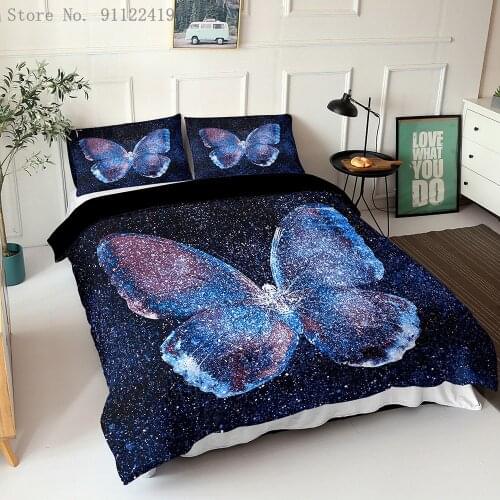 Adult Duvet Cover Set 3D Printed Colorful Butterfly Comforter 2/3pcs Bedding Sets King Size Single Full Double Bed Linen