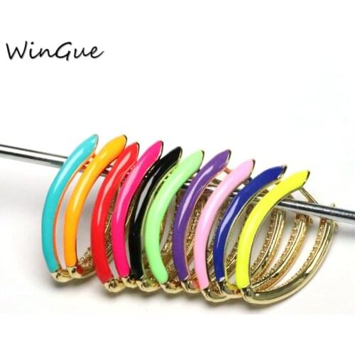 Geometric Copper Trendy CZ Enamel Hoop Earrings Brincos for Women Gold Color Cubic Zirconia Gift Party Jewelry