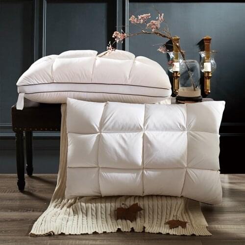 Bread Plaid cotton pillow filling 100% white goose down high quality Neck Health Memory Pillow Vertical Lining Fluffy Pillows40