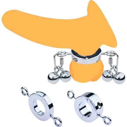 Heavy Duty Chastity Cock Ring Stretcher Scrotum Stimulation Lock Training Device Metal Male Penis Ring Testicle Clamp Sex Shop