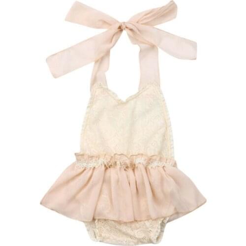 Princess Bodysuit 0-24M Newborn Baby Girl Lace Bodysuit Dress Halter Jumpsuit Outfits Clothes Summer Infant Baby Clothes