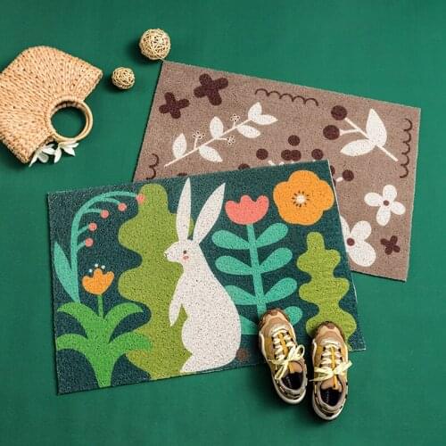 Nordic Design Home Door Mat Kitchen Bedroom Bath Living Room Carpet PVC Silk Loop Anti-slip Mat Custom Hallway Entrance Door Mat